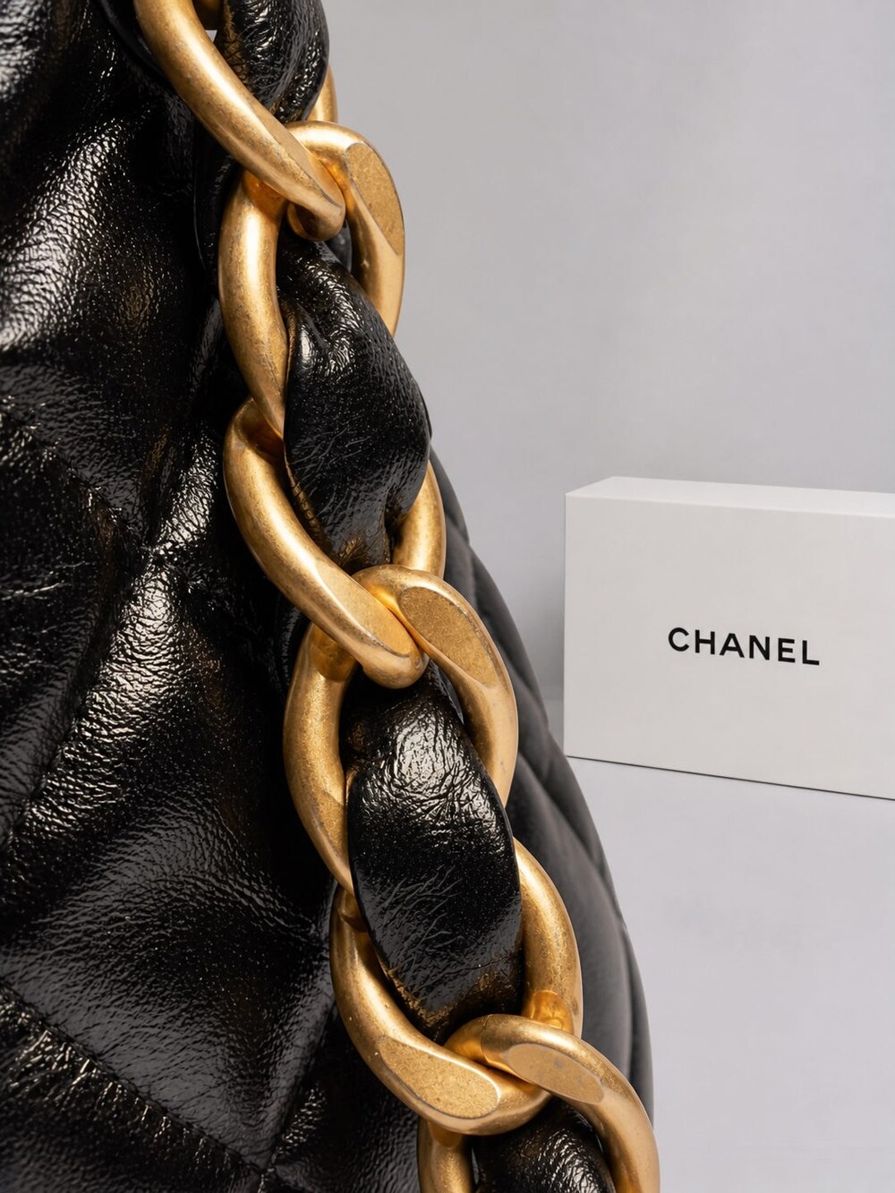 Chanel Shiny Black Calfskin Quilted Hobo with Gold Tone Hardware - Picture 13 of 14